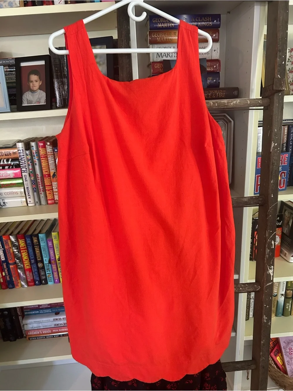 kate spade Bright Red/Orange Sleeveless Scoop-Neck scalloped hem dress